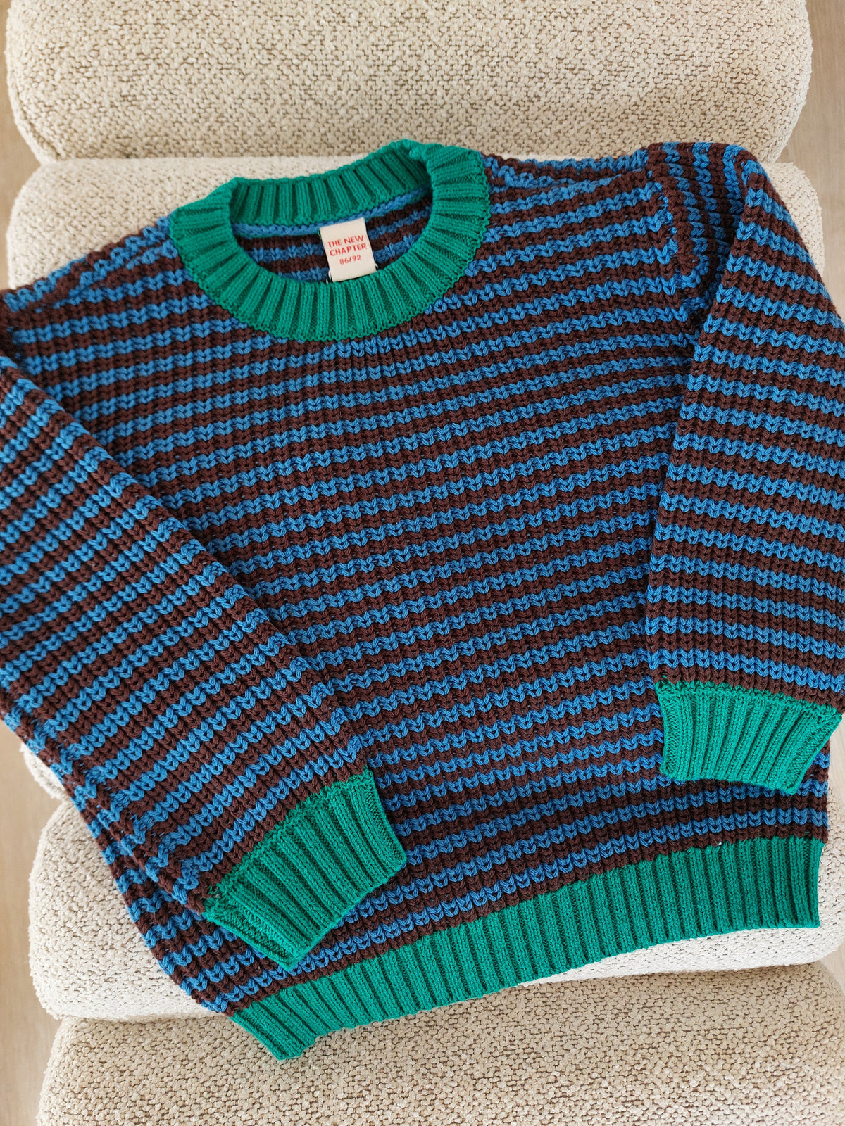 Trui streep bruin / blauw