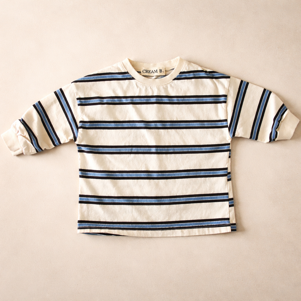 T-shirt stripe blue lange mouw
